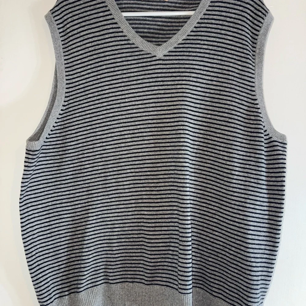 J. Crew Gray and Black Striped Knit Vest